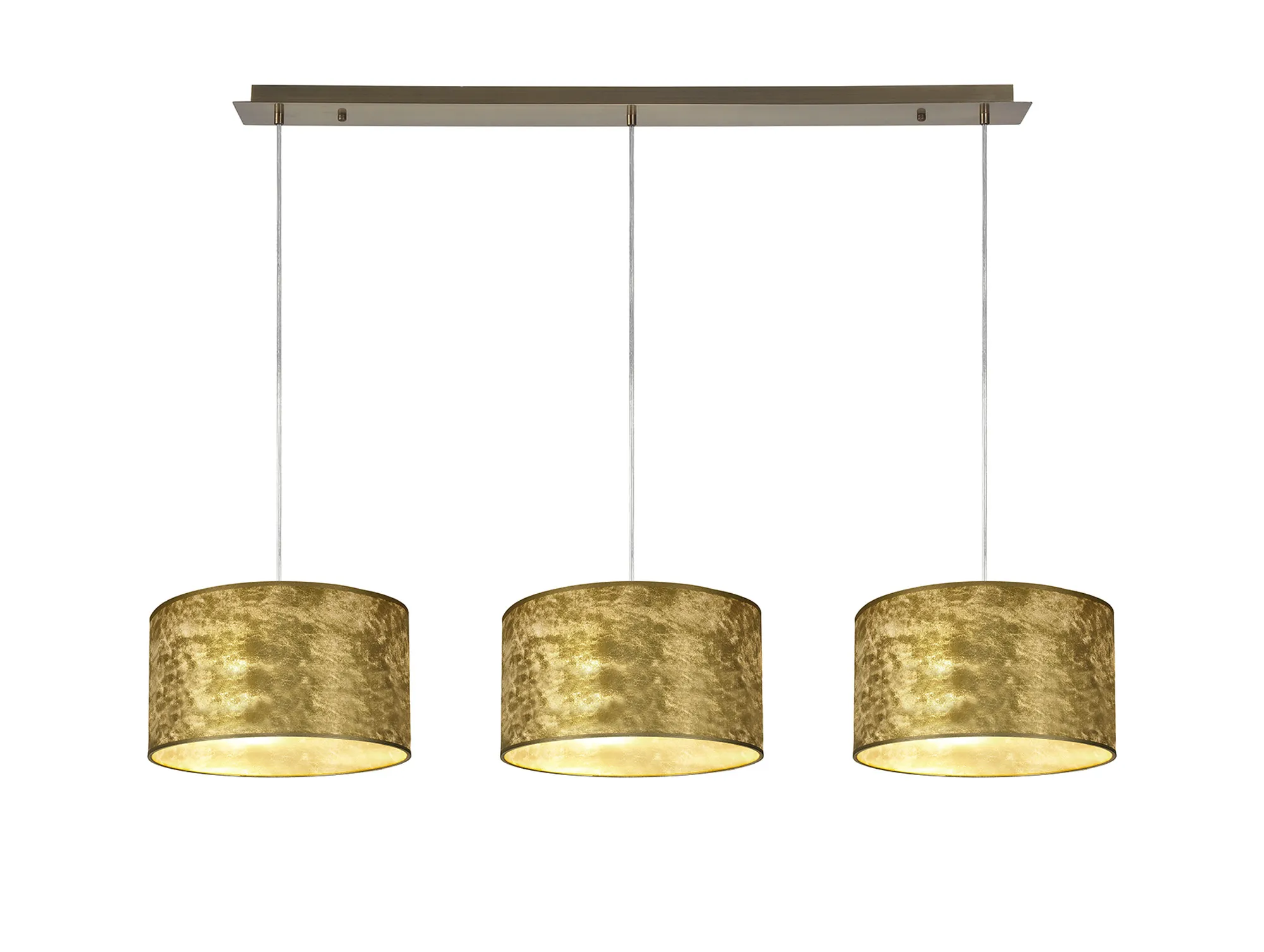 DK0839  Baymont 30cm Shade 3 Light Pendant Antique Brass; Gold Leaf